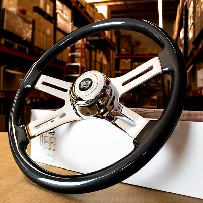 18  Grey Steering Wheel Chrome 4 Spoke Freightliner Kenworth Peterbilt Volvo • $172.88