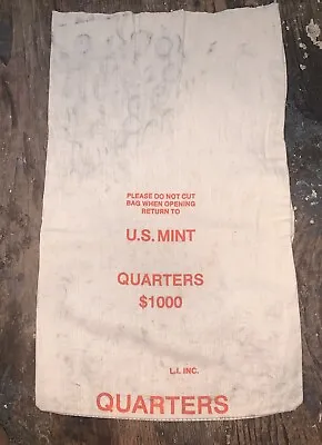 VTG U.S. MINT S.W.B. Canvas Money Bag For Quarters Holds $1000  • $8.99