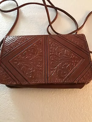 Vintage Moroccan Magic Hand Tooled Genuine Leather Crossbody Purse India • $20