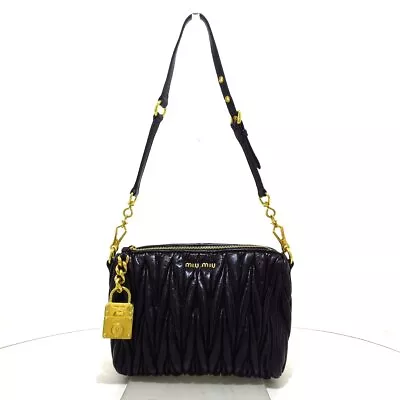 Auth Miumiu Matelasse 5N1521 Black Leather - Women's Shoulder Bag • $550