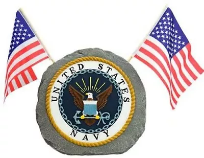 Patriotic Garden Stone Navy With Two U.S. Flags • £33.77