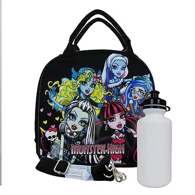 New Monster High Fashion Doll Black School Lunch Box Bag & Water Bottle • $15.68