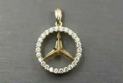 1Ct Lab Created Diamond Mercedes Medallion Men's Pendant 14K Yellow Gold Plated • $90.99