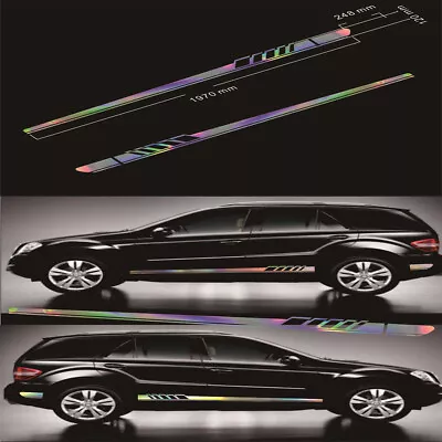 $15.19 • Buy 2Pcs Laser Reflective Car Graphics Both Side Body Vinyl Decal DIY Stripe Sticker