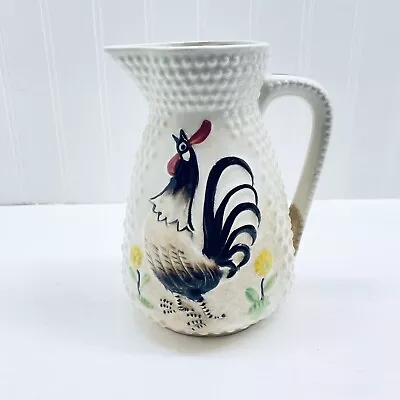 Vintage Ceramic Pottery Jug Pitcher Hobnail Rooster Pitcher Hand Painted Japan • $12.95