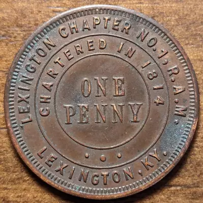 Kentucky KY Lexington Chapter No 1 One Penny Masonic Personalized Initials Token • $27.99