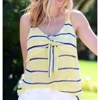  CAbi Yellow Striped Knot Cami tank 5207 Size Small • $15.30