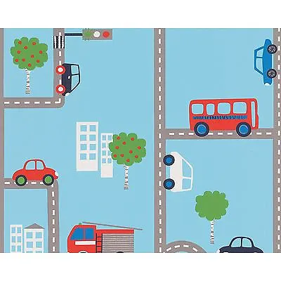 Blue Transport Wallpaper Rolls (93632-1) Cars Buses A.s. Creation • £12.55