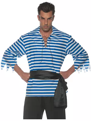 Men's Blue And White Striped Pirate Costume Shirt • $23.98