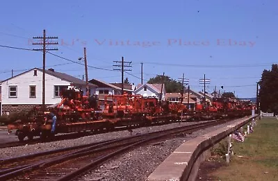 Original Train Slide 35mm 2009 S. Sunbury PA Flat Cars With Farm Instruments Af9 • $4