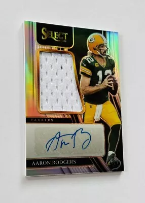 AARON RODGERS Packers 2021 Panini Select Silver Holo AUTO Patch Jersey /25 • $399.99