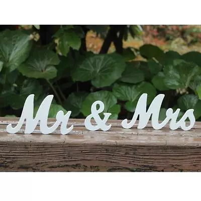 Small Vintage Mr & Mrs White Wooden Letters Wedding Stand Sign Stand Figures Dec • $14.05