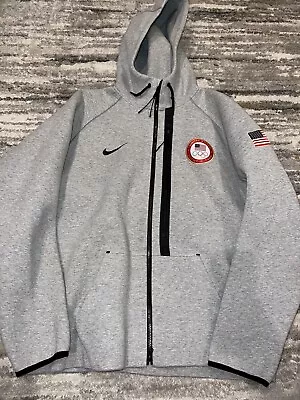 Nike Tech Fleece Hoodie Men’s Size 2XL USA Olympic Team Gray Thick Full Zip • $105