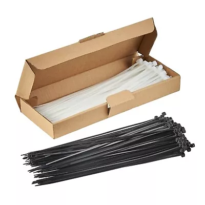 £5.29 • Buy 100 CABLE TIES Zip Tie Wraps Heavy Duty BLACK WHITE GREEN GREY 100 200 300 400mm