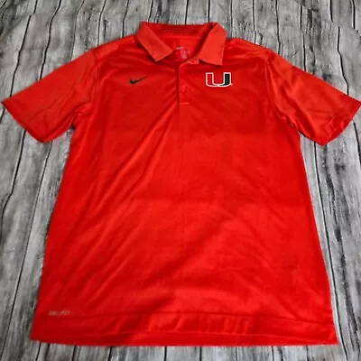 Nike Miami Hurricanes Polo Shirt Men's Size XL Orange The U College Casual • $15.96