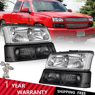 For 2003-06 Chevrolet Silverado 1500 2500 HD 3500 Smoke Headlights Bumper Light • $56.89