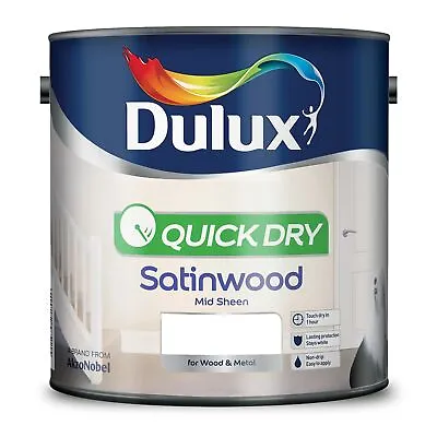 Dulux Quick Dry Satinwood Paint 750ml & 2.5L - All Colours - For Wood & Metal • £20.99
