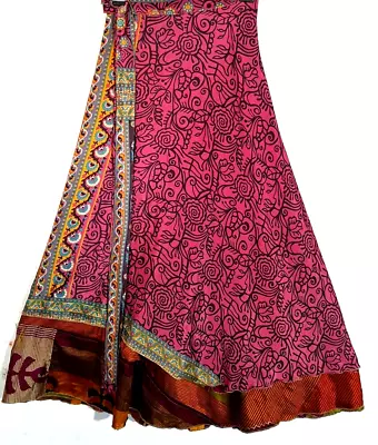 Incredible-art Women's Indian Sari Wrap Skirt Handmade Reversible Vintage Hippie • $26.03