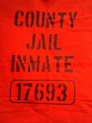 County Jail Inmate #17693 Nwot Size Xl Orange Shirt Joke Humor Costume Prison Nr • $8