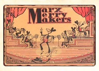 MARX WIND UP MERRY MAKERS MOUSE BTOY Childhood Toy Tin Sign Room Designs Bedroom • $18.93