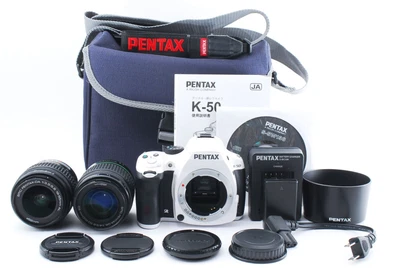 £239.30 • Buy Pentax K-50 16.3MP DSLR White W/ 18-55mm 50-200mm Twin Lens Kit [Exc++] #1875221