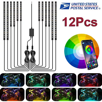 12Pcs Motorcycle RGB LED Neon Under Glow Lights Strip Kit For Harley Honda BMW • $21.45