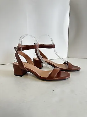 J Jill Size 7.5 Ariane Brown Leather Ankle Strap Classic Block Heel Sandals NWOB • $21.92