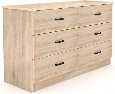 6 Drawer Double Dresser With Metal Handles Sturdy And Modern Chest Of Drawers • $170