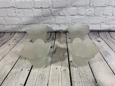 Vintage Four Frosted Glass Flower Shaped Light Fixtures • $12.50