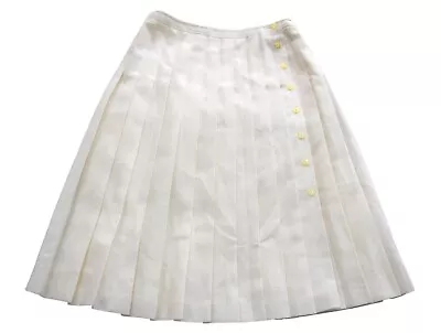 Vintage 80s Alexander White Lower Calf Length Pleated Skirt Retro Boho 14 • £7.95