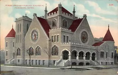 PARSONS KS Kansas  FIRST PRESBYTERIAN CHURCH  Labette County  1911 Postcard • $4.24