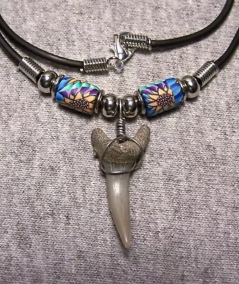 Mako Shark Tooth Necklace 1 1/8  Sharks Teeth Fossil Jaw Megalodon Scuba Diver • $7.99