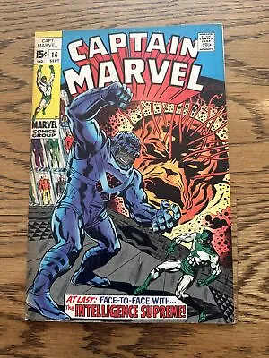 Captain Marvel #16 (Mavel 1969) 1st New Costume Vs. Intelligence Supreme FN • $17.98