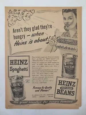 Vintage Australian Advertising 1948 Ad HEINZ SPAGHETTI & BAKED BEANS  • $14.95