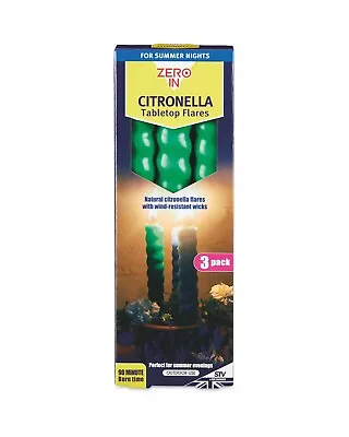 NEW & Boxed Green Citronella Garden Flares (3 Pack) Bug & Pest Protection • £7.50