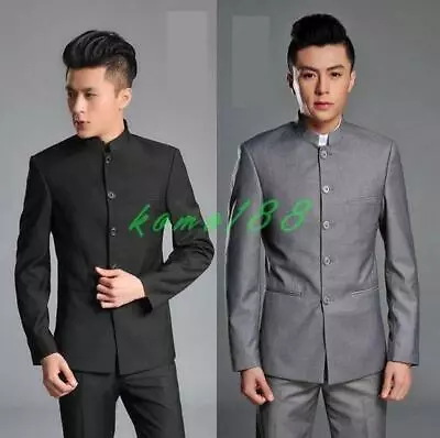 Mens Single Breasted Mao Oriental Style Jacket Blazer Pants Chinese Tunic Suits • $60.60