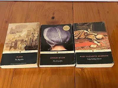 Lot Of 3 Penguin Classics Paperback Books The Republic The Crucible Lady A’s S • $18