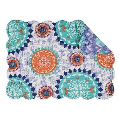 Zarina Cotton Quilted Rectangular Reversible Placemat Set Of 6 13 X 19 C&F Home • $23.69