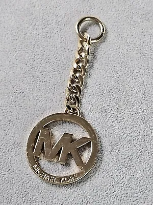 MK Michael Kors LARGE Gold Tone Round Clip On Purse Bag Charm Fob Chain • $20