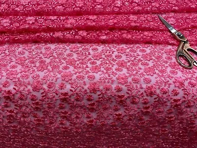 Sequin Floral Pattern Thread Lace Fabric Dressing Craft Material 44'' • £1.50