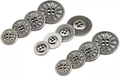 12 PCS Flower Pattern Flat Metal Buttons 4-Hole Craft For DIYS Sewing Embellishm • $8.22