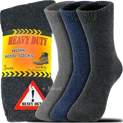 6 Pairs Men's Winter Heavy Duty Warm Thermal Cotton Crew Boots Wool Socks 9-13 • $12.49