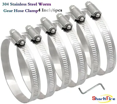 4inch Hose Clip Adjustable Stainless Steel Duct Clamp Worm Gear Clip Drive Clamp • $13.30