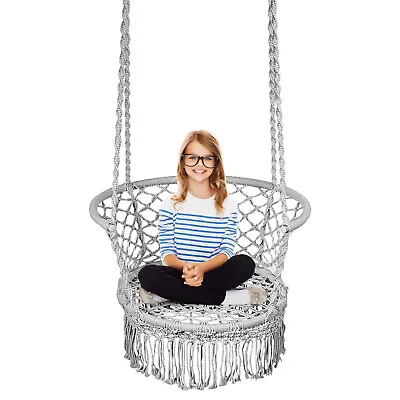 £37.49 • Buy Garden Outdoor Patio Hammock Chair Cotton Rope Macrame Hanging Swing Chair