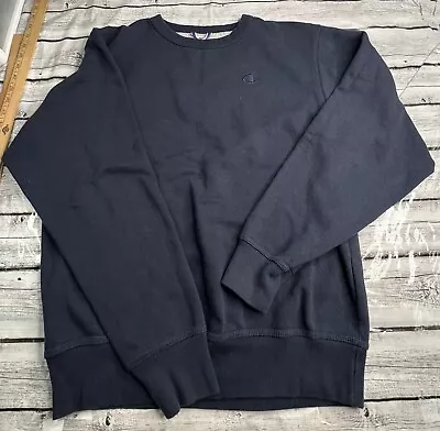 Vintage Small Champion NOT Reverse Weave Sweatshirt Crewneck Navy Blue Blank • $19