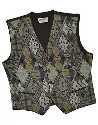 VINTAGE Mens Knit Waistcoat XL Green Argyle/Diamond Merino Wool BC03 • $28.98