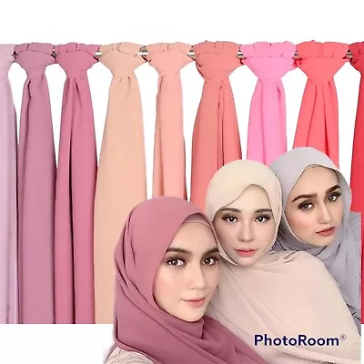 £3.99 • Buy New Elegant Chiffon Scarf Hijab High Quality Sarong Shawl Wrap Plain Maxi Soft