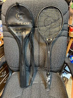 RARE Vintage ~ Dunlop Squash Racquet BLACK MAX II 2 W/ Vibratech™ Case Cover • $51.20