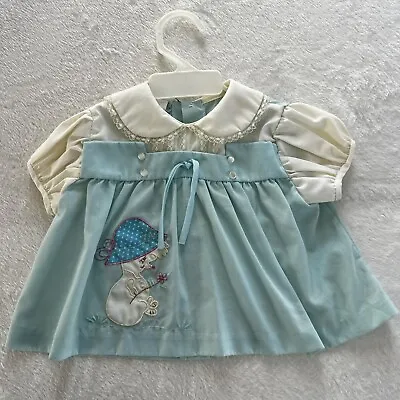 Cradle Togs Vintage 1980s Ruffle Lace Blue Baby Girl Dress Size 0-6 MNS EASTER • $18