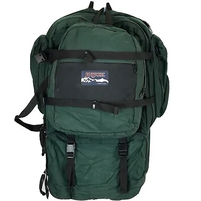 $99.95 • Buy Jansport Large Green Hiking Backpack Convertible Carry-On Bag USA 90s